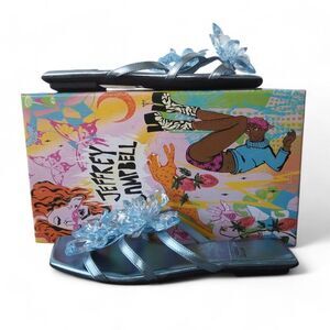 Jeffrey Campbell Crystalize Thong Sandals Light Blue Metallic Women's 6.5M